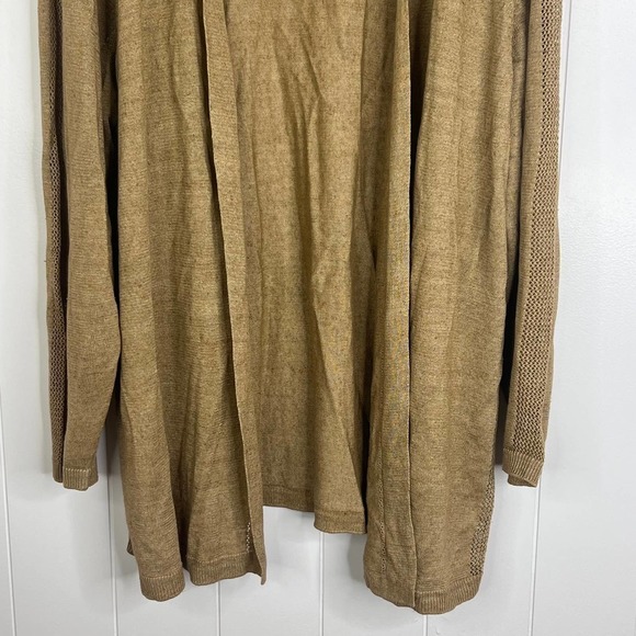 Talbots Woman Mustard Gold Open Front 100% Linen Cardigan Sweater SZ 3X - Picture 4 of 9